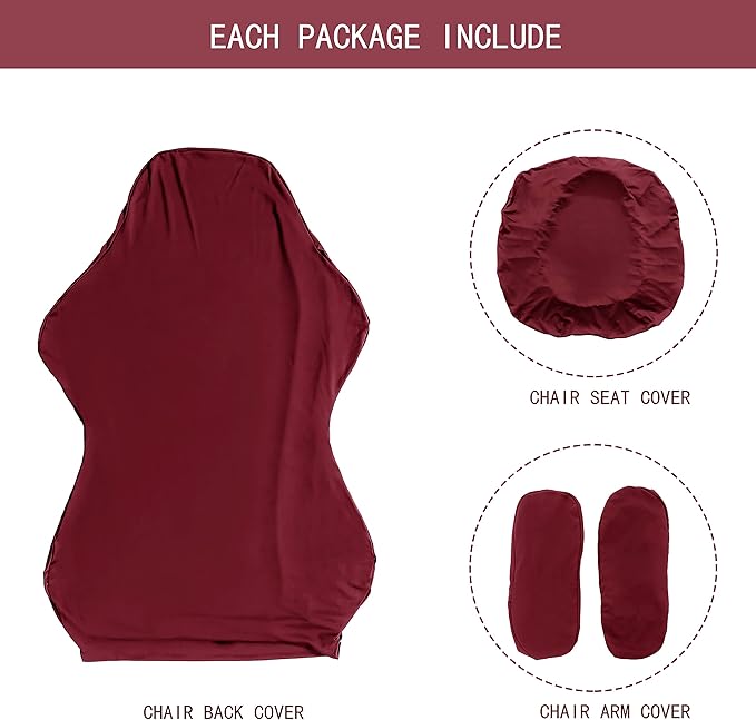 SARAFLORA Gaming Chair Covers Stretch Washable Computer Chairs Slipcovers for Armchair, Swivel Chair, Computer boss Chairs (Burgundy, X-Large)