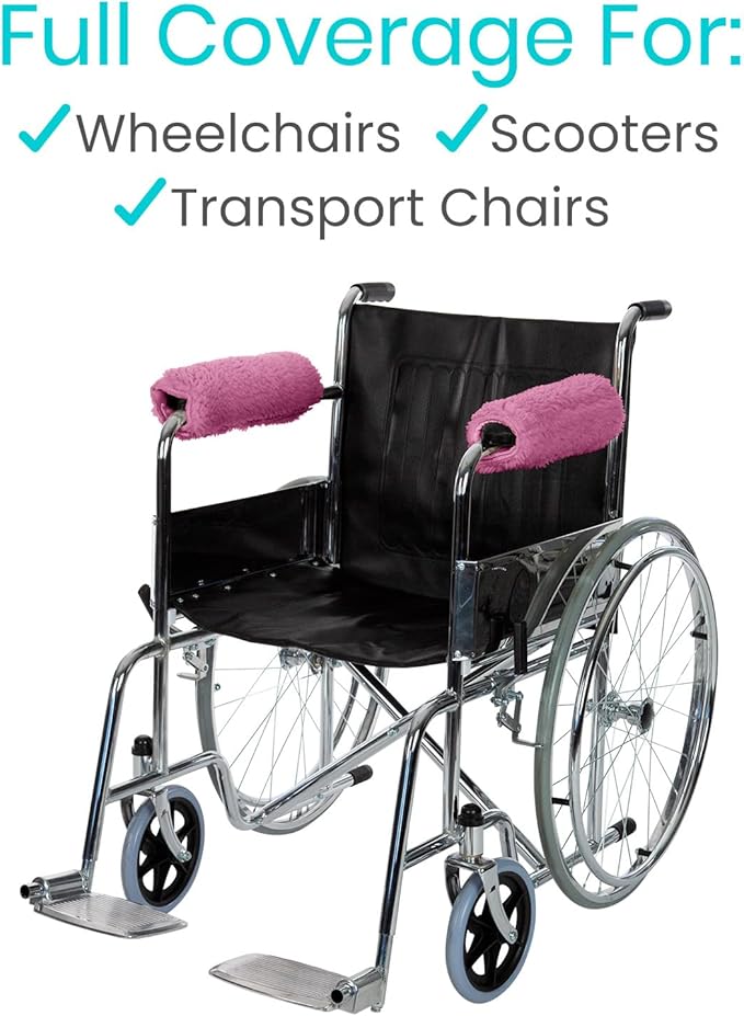 Vive Wheelchair Armrest Pads (2 PCS) - Memory Foam Sheepskin Cushion Accessories for Transport Electric Wheel Chair Arm Rests - for Adults, Seniors, Handicapped - Soft Support for Office Chair