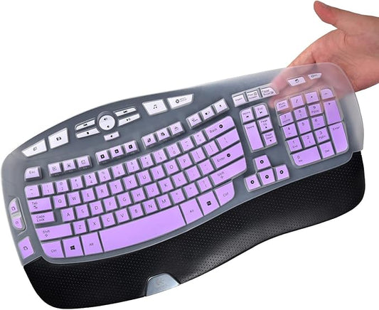 CaseBuy Keyboard Cover for Logitech K350, MK550, MK570 Wireless Wave Keyboards - Ultra Thin Protector, Ombre Purple