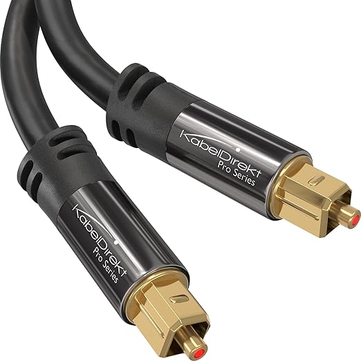 TOSLINK – Optical Audio Cable – 19ft – Designed in Germany – Fiber Optic Cable for Soundbar, SPDIF Digital Optical Audio Cord – for Sound Bars, Stereo Systems, amps, Xbox One or PS4 – by CableDirect