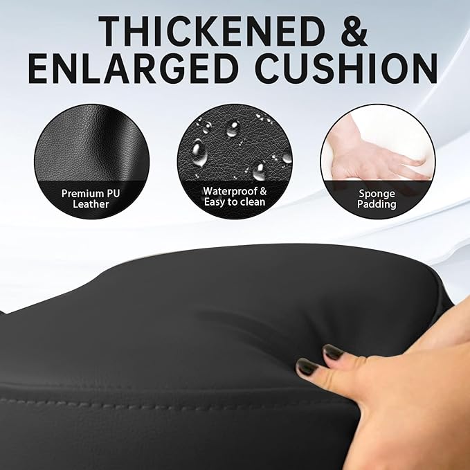PU Leather Ergonomic Kneeling Chair, Adjustable Home and Office Stool with Thick Pads and Flexible Lockable Brake Wheels for Back Pain Relief (Dark Black)