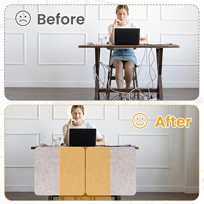 Desk Divider, Clamp On Felt Desk Privacy Panels, Acoustic Sound Absorbing Desk Partition for Office Desk, Reduce Distractions, Oatmeal, 1 Pack, 24 x 24 in
