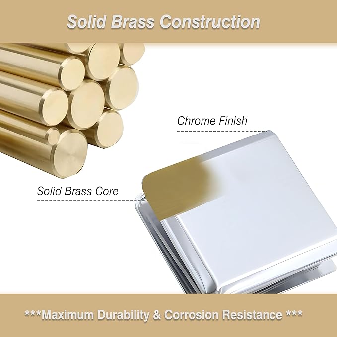 Glass Clamp for Frameless Shower Door, Solid Brass Materials, for 5/16" to 1/2" (8-12mm) Glass, Wall or Floor Mount Fixed Clips Hardware Kit, Chrome