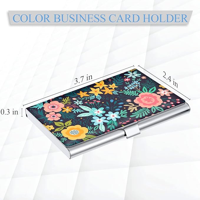 2 Pack Business Card Holder，Color Printing Men's and Women's Business Card Case，Ultra-Thin Metal Business Card Organizer，Carry-on Pocket Wallet Business Card Holder