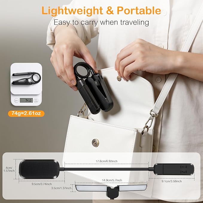 18 LED Rechargeable Book Light for Reading in Bed - Eye Caring 3 Color Temperatures & Stepless Dimming & Memory Function, 180° Foldable Panels, Clip On Book Reading Light for Book Lovers