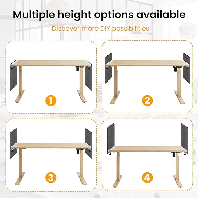 Desk Divider, Clamp On Felt Desk Privacy Panels, Acoustic Sound Absorbing Desk Partition for Office Desk, Reduce Distractions, Dark Gray, 2 Pack, 24 x 24 in