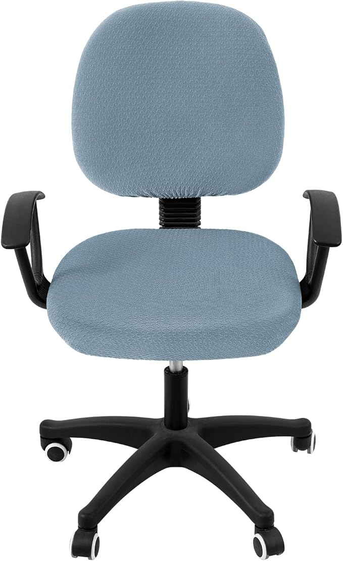 Smiry Stretch Jacquard Office Computer Chair Covers, Removable Washable Universal Desk Rotating Chair Slipcovers Protector, Seat + Backrest Cover, Airy Blue