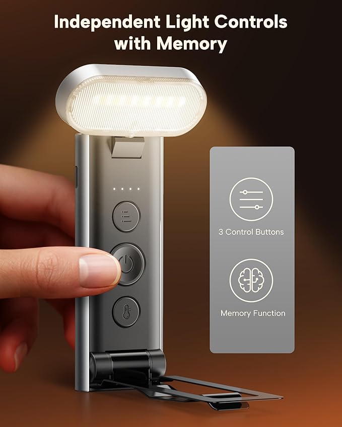 86lux Book Light, Reading Light for Book in Bed, USB Rechargeable LED Night Light with 3 Colors & Stepless Dimming, Aluminum Alloy Bookmark Light for Book Lovers, Silver White