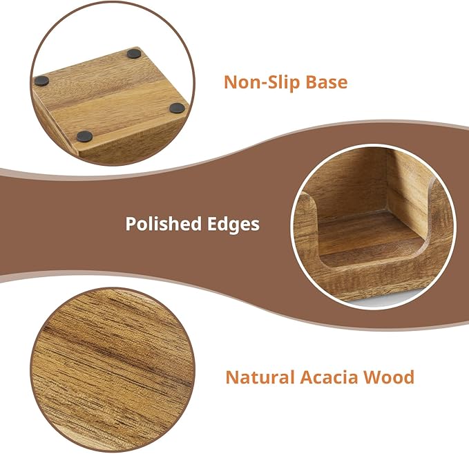 Sticky Note Holder, Acacia Wood Note Dispenser for Office Desk Accessories, Self Stick Note Pad Holder, Memo Pad Holder Dispenser Organizer for School Office Desk Supplies