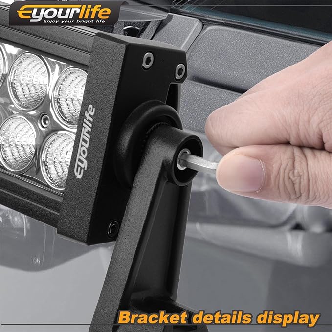 Eyourlife Universal Side Mounting Bracket for Double Row Straight or Curved LED Light Bar - Rubber Pad Included (Pack of 2)