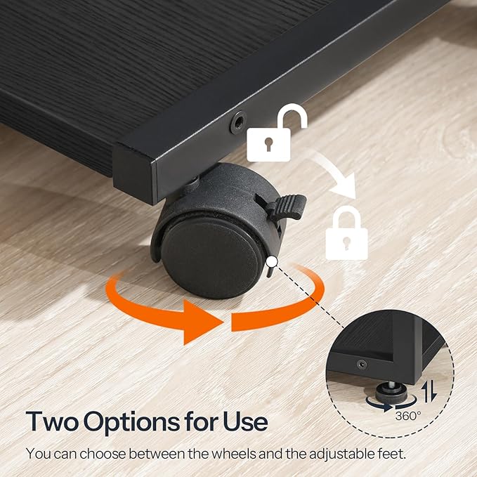 HOOBRO Computer Tower Stand, PC Stand with Charging Station, 2-Tier Under Desk CPU Holder with Lockable Wheels, PC Floor Cart Fits Most Computer Towers, for Home Office, Black BB01UCJ01G1