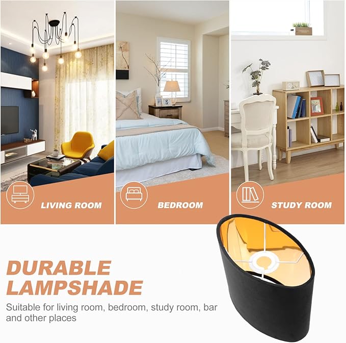 KALLORY Cloth Lamp Shade Oval Shaped Clip-on Lamp Cover Shade Accessories for Table Floor Pendant Lamp Replacement