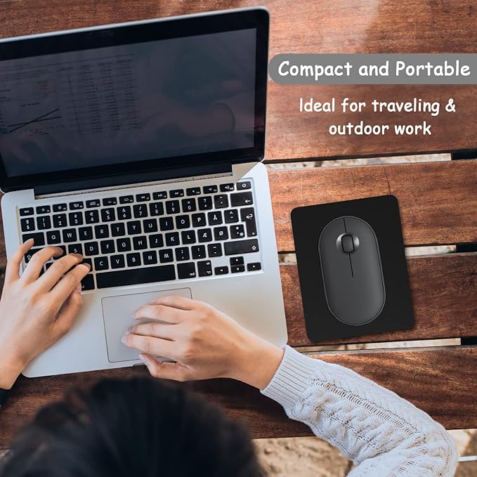 Dapesuom Small Mouse Pad, 5 x 6 Inch Thick Rubber Premium-Textured Non-Slip Portable & Washable Mini Mouse Mat for Women Men Wireless Laptops Keyboard Tray Gaming Work Computer Travel, Jet Black