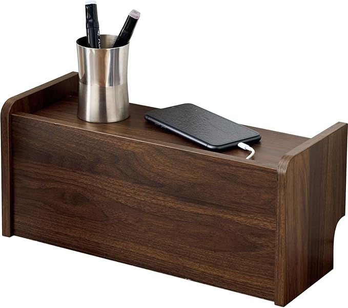 Hagihara RUD-1167BR Cable Box, Router Storage, 1-Tier Tap, Power Cord, Hide Wires, Smartphone Stand, Wood Grain, Small, Brown, Width 15.5 Depth 6.1 x Height 7.1 inches (39.5 x 15.5 x 18 cm)