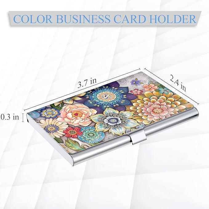 Business Card Holder，Color Printing Men's and Women's Business Card Case，Ultra-Thin Metal Business Card Organizer，Carry-on Pocket Wallet Business Card Holder,Mandarins