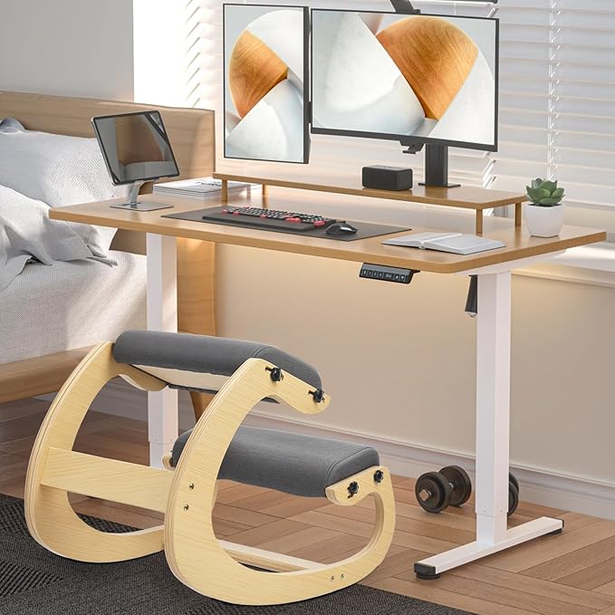 YOXIER Kneeling Chair,Kneeling Desk Chair,Office Sitting Posture Correction Chair,Rocking Home & Work Wooden Computer Desk Chairs, Back & Neck Spine Pain, Better Posture, Ergo Knee Support Stool 1 Set