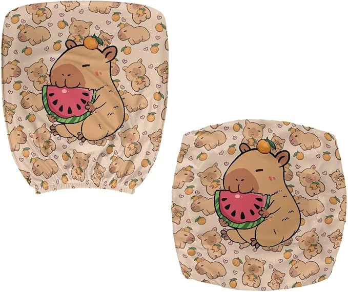 Capybara Computer Chair Cover Stretchable Office Chair Covers 2 Piece Universal Fit Most Wheelchairs,Computer Chairs,Gaming Chairs Washable Slipcovers Protector Brown