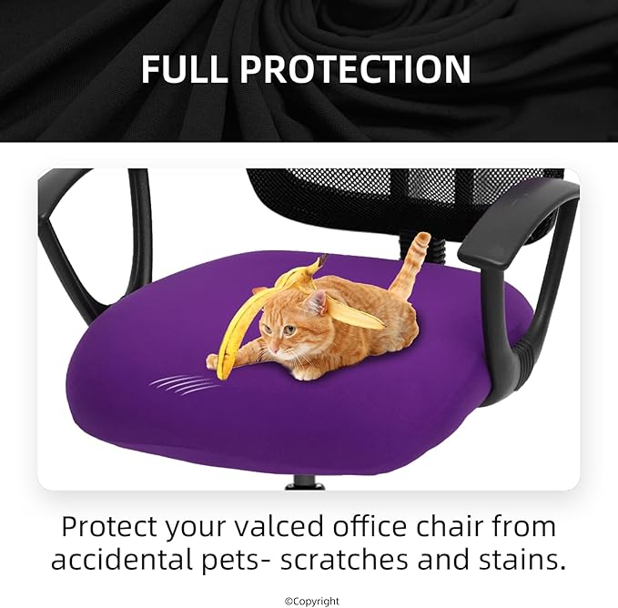 DIVA EN CAMINO DEC Stretchable Desk Office Chair Seat Cushion Covers - Universal Spandex Computer Chair Slipcover - Removable Washable Cushion Protectors for Dogs, Cats, Pets (Purple)