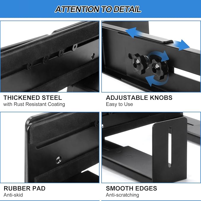 PC Wall Mount Adjustable Bracket Open Frame, Width Adjustable from 5.2" to 8.5", Thickened Steel Computer Tower Wall Mount for Full Tower, PC Holder for Home Office Computer Case CPU Holder