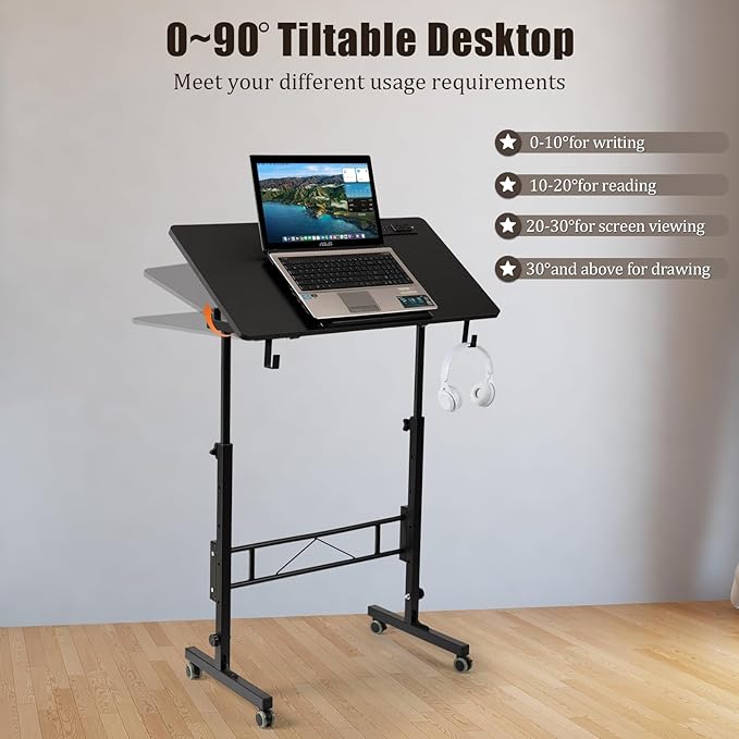 SIDUCAL Standing Desk Height Adjustable with Tiltable Tabletop, Black