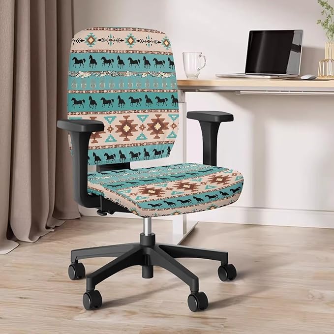 Western Horse Office Chair Covers for Women Men Stretchable Office Chair Seat Cover 2 Piece Washable Gaming Chair Cover Universal Fit Wheelchairs,Computer Chairs,Gaming Chairs
