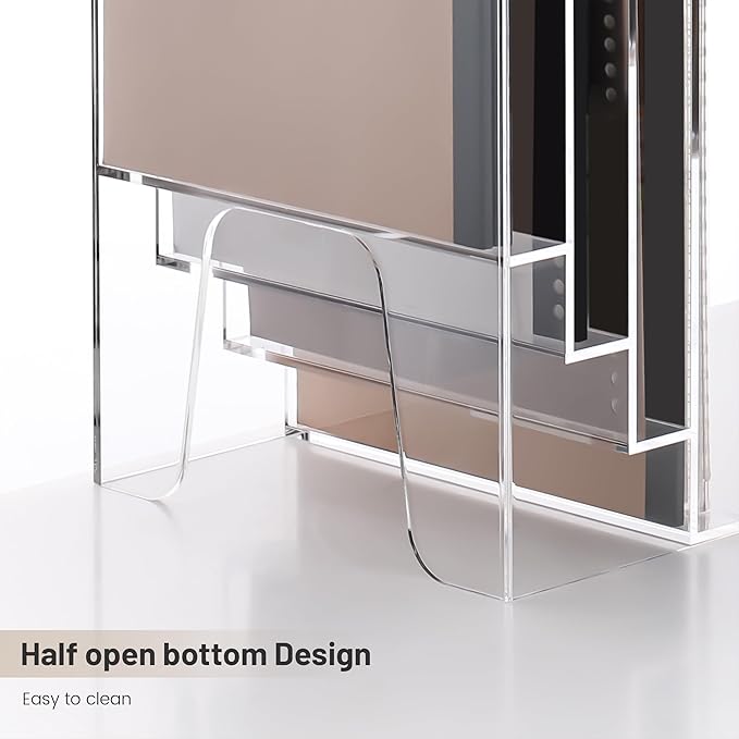 YUXUN Vertical Triple File Folder Holder Organizer,Acrylic File Organizer, File Sorter Clear Crystal