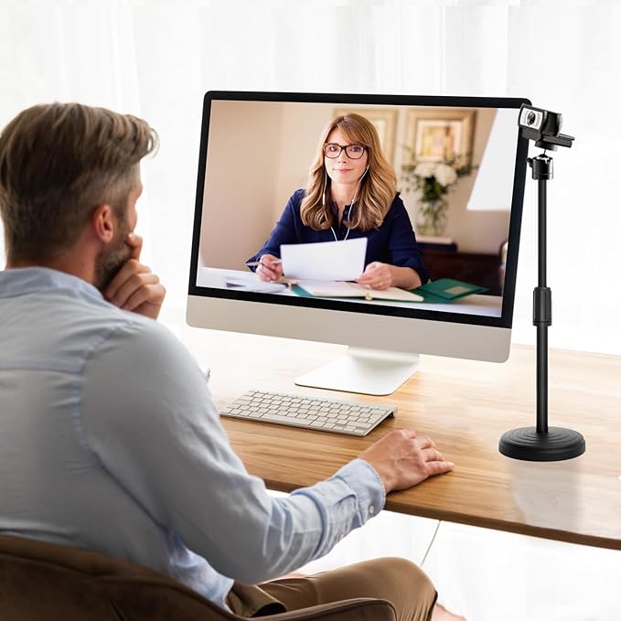 Webcam Stand for Desk, 18 Inch Webcam Tripod Camera Stand with Phone Holder Desktop Webcam Mount for Logitech Webcam C920 C922 C925e C922x C930e C930 C615 and BRIO