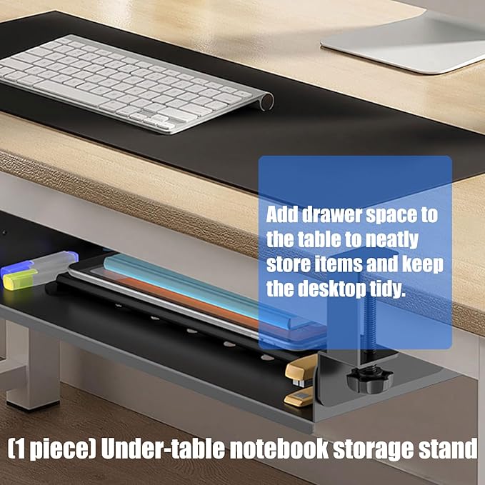 Screw-Mounted Under Table Tray 16x10 Metal Storage for Laptops, Tools & Gaming Setup Cable Management Desk Laptop Arranger Carbon Steel Desk Shelf
