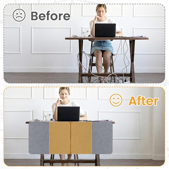 Desk Divider, Clamp On Felt Desk Privacy Panels, Acoustic Sound Absorbing Desk Partition for Office Desk, Reduce Distractions, Light Gray, 2 Pack, 16 x 24 in