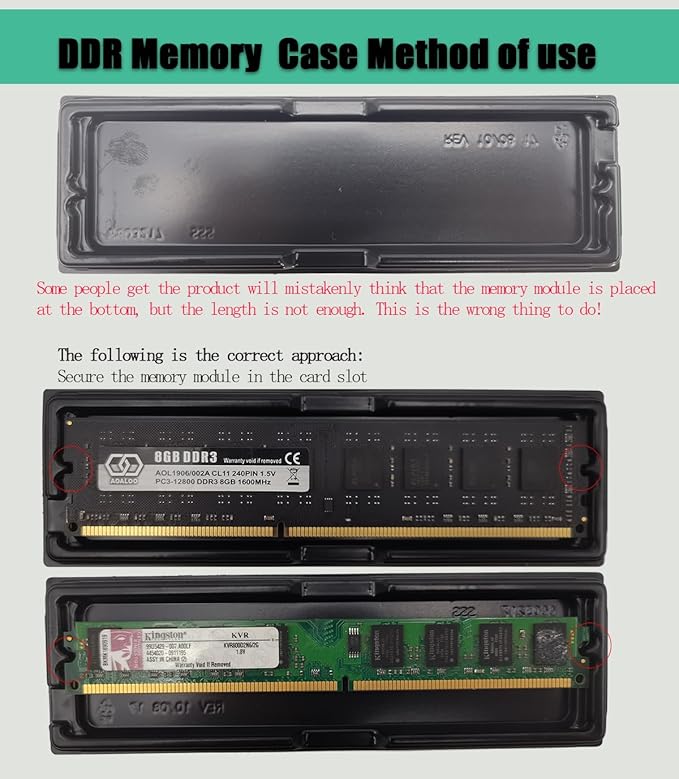 10 pcs DDR Memory Desktop RAM Module Case,Plastic Box Packaging Container Clamshell Memory Module,Antistatic Tray for DDR2, DDR3 and DDR4