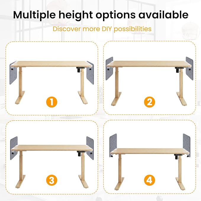 Desk Divider, Clamp On Felt Desk Privacy Panels, Acoustic Sound Absorbing Desk Partition for Office Desk, Reduce Distractions, Light Gray, 2 Pack, 16 x 24 in