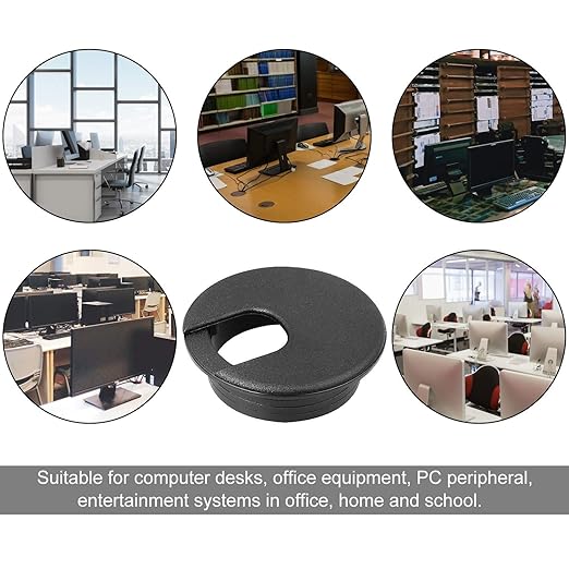 20 Pack 2" Black Plastic Desk Grommet, 2" Hole Cover, Organizers, Cord & Cable Management