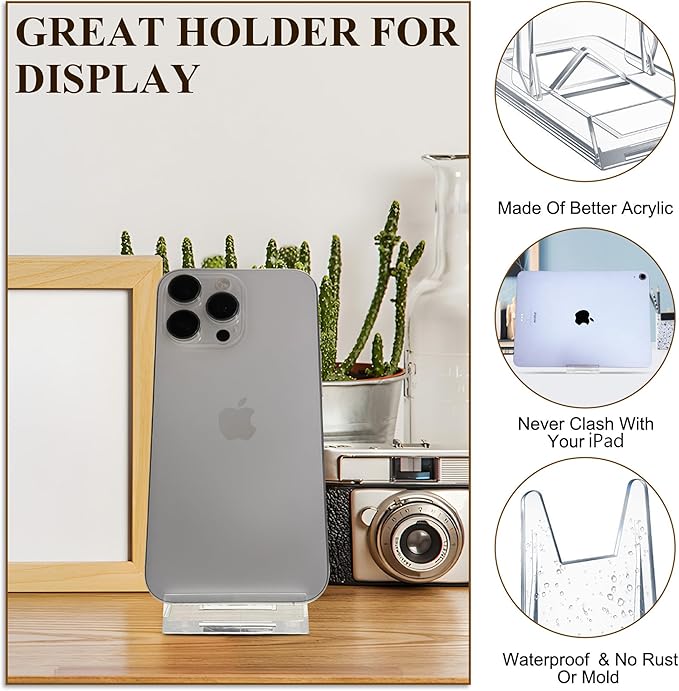 28 Pack Clear Acrylic Adjustable Desktop Book Stand & Display Easel for Tablet Phone Clutch Bag Plate Artwork Magazine Picture Comic Album CD Postcard - Home Office Back to School