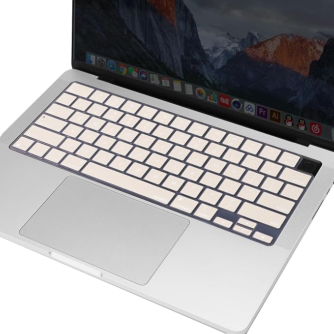 MOSISO Keyboard Cover Skin Compatible with MacBook Air 15 inch M3 A3114 M2 A2941/Air 13.6 A3113 A2681/Pro 14/16 M4 M3 M2 M1, Beige