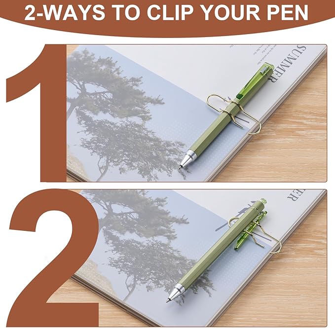 24 Pack Pen Holder for Notebook, Multi-Purpose Metal Paper Clip Pencil Holder, Easy to Use for Office,School,Bank,Classroom Must Haves,Teacher Supplies Accessories,Desk Organizer,Small Gift
