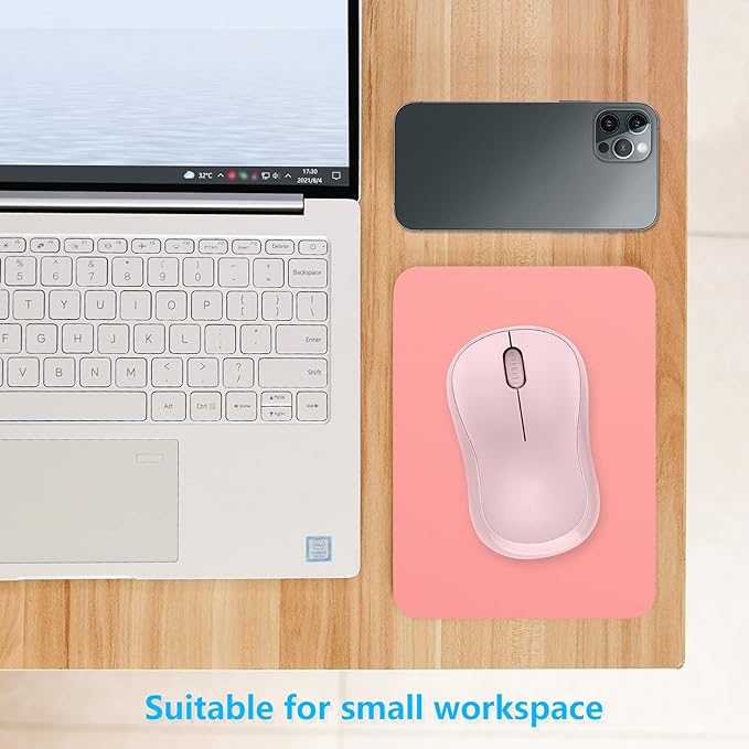Dapesuom Small Mouse Pad, 6 x 8 Inch Thick Rubber Premium-Textured Non-Slip Portable & Washable Mini Mouse Mat for Women Men Wireless Laptops Keyboard Tray Gaming Work Computer Travel, Rose Pink
