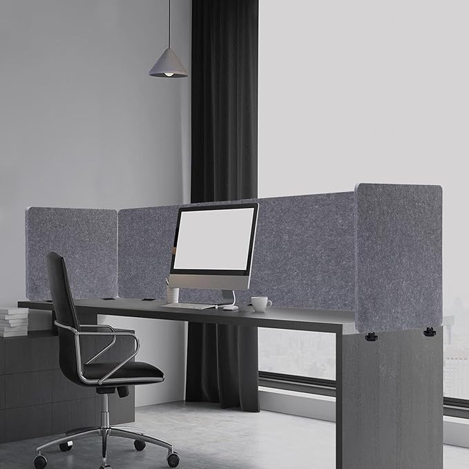 Clamp-On 3-Side Office Privacy Partition – 60" x 24" x 24" Desktop Divider, Sound Absorbing Cubicle Panel, Acoustic Privacy Screen for Desk, Classroom, Office, School