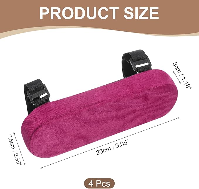 uxcell Memory Foam Chair Armrest Pads, 4 Pair Office Chair Arm Covers, Elbow Pillow for Offices Study Rooms Game Rooms (Purple)