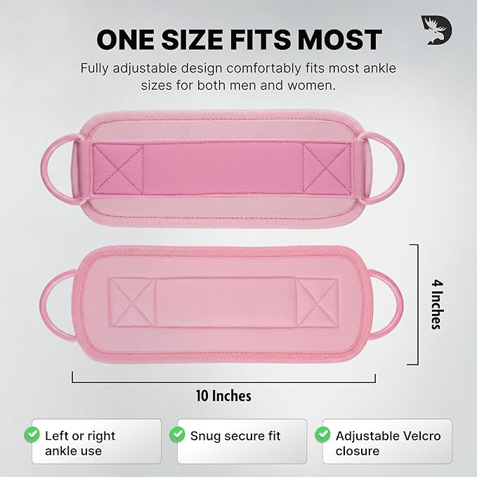 DMoose Fitness Ankle Strap for Cable Machine - One Size Fit with Premium Padding Cuffs, Ankle Bands for Working Out, Booty Workouts, Leg Extension, Hip Abductors, Kickbacks & Lower Body Exercises