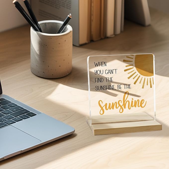 Be the Sunshine Motivational Decor Sign, Sunshine Gifts for Women Acrylic Plaque