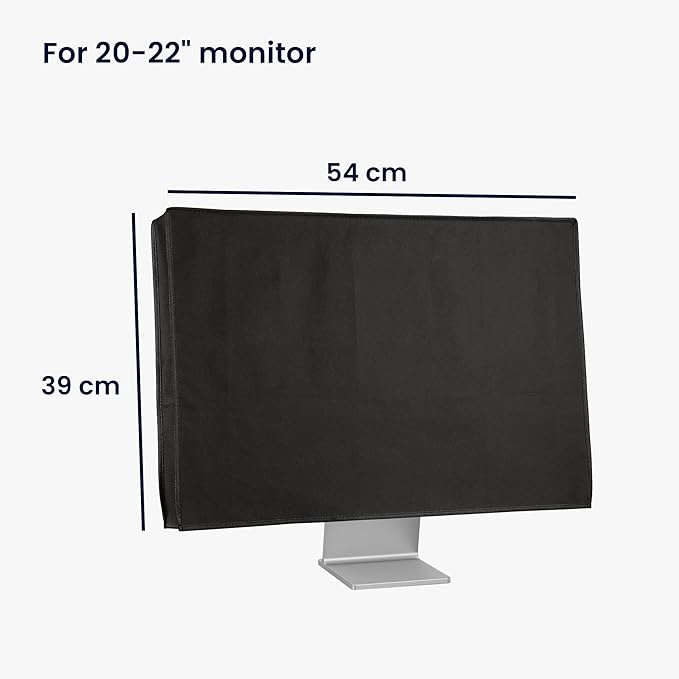 kwmobile Monitor Cover Compatible with 20-22" monitor - Dust Cover Computer Screen Protector - Black