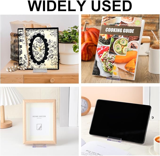 24 Pack Acrylic Book Stand for Display Adjustable Clear Display Holder Easel Collector Stand for Home Office Back to School Comic Album CD Magazine Postcard Artworks (4.2 x 4.3 x 2.35 Inch)