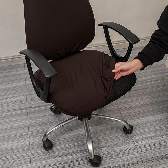 Melaluxe Computer Office Chair Covers, Protective & Stretchable Universal Chair Cover,Stretch Rotating Chair Slipcover (Coffee)