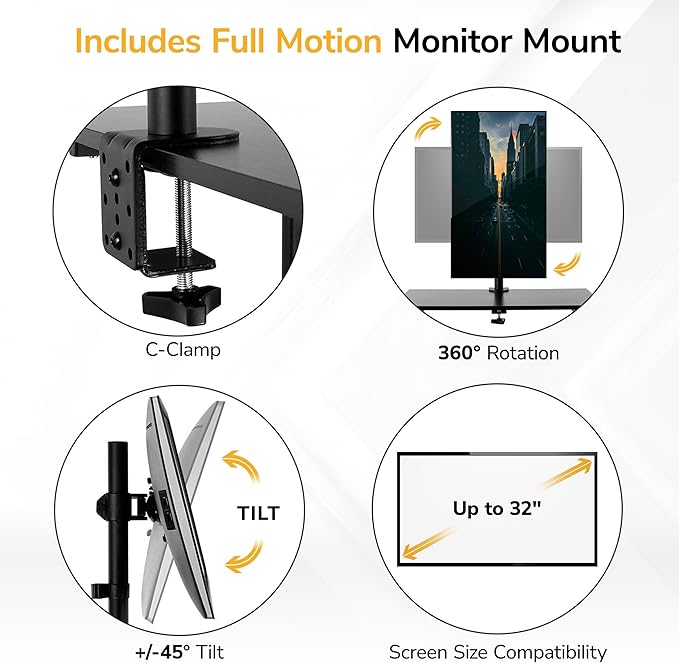 Mount-It! Mobile Computer Cart with Monitor Mount for Screen up to 32", Portable Desk on Wheels, Rolling Laptop Stand Teachers, Office, Classroom, Rise up to 53", Projector, Podium, Keyboard Tray