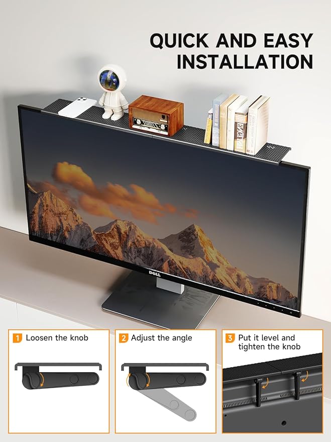 Bracwiser No Drill TV Top Shelf 16.7 inch Wide Monitor Top Mounting Bracket Platform Holds Speaker, AV Receiver, Media Box, Game Console and More, 2 Packs (CS106XM-2)
