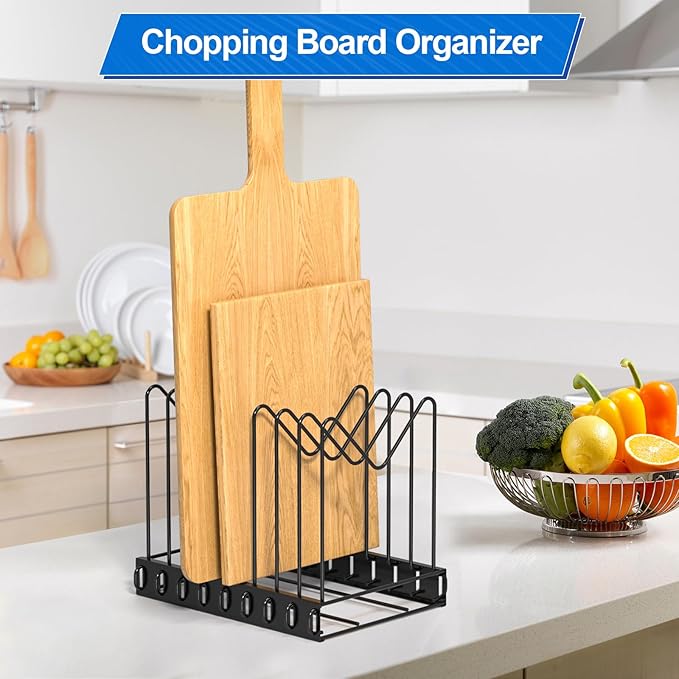 TOPCJ File Organizer for Desk,Clipboard Stand,Wire Caddy,Chopping Board Organizer,File Folder Holder/Rack,File Sorter,Desktop Record Holder,8 Sections Storage,Anti-Scratch/Rusty,Stable,Adjustable