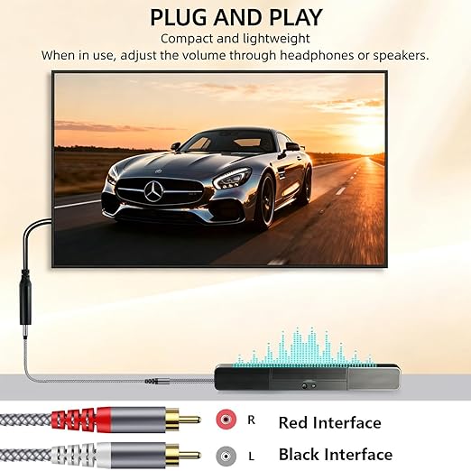 192KHz DAC Optical to RCA Converter,Optical Audio Cable to RCA Male Cable Adapter,Digital to Analog Audio Converter for HDTV, DVD, Set-top Boxes(Unidirectional from O-ptical to RC A Only) Cable -6.6FT