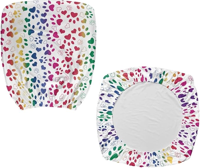 GLENLCWE Colorful Dog Paw Print Computer Office Chair Cover Protective Chair Slipcover Patriotic Chair Cloth Universal Rotating Chair Cushion Non Slip