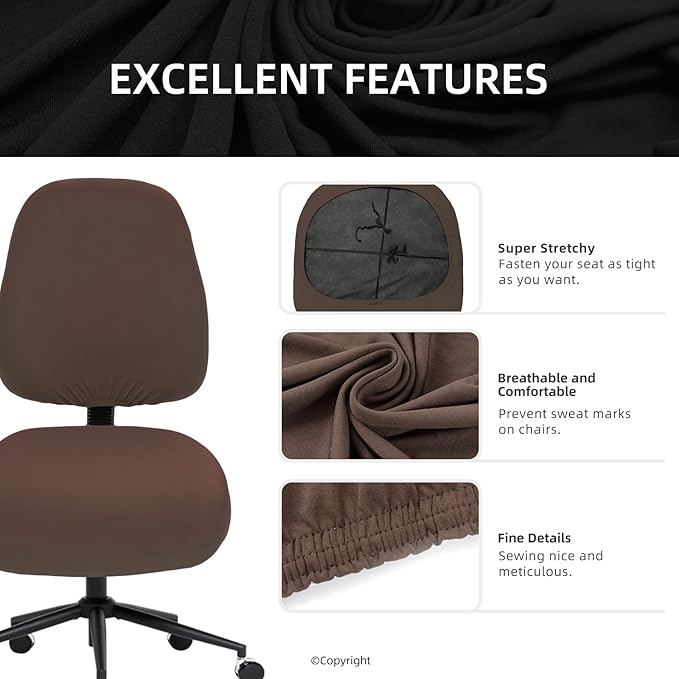 DIVA EN CAMINO DEC Stretchable Desk Office Chair Seat Covers - Universal Stretch Computer Chair Slipcover - 180GSM Washable Rotating Backrest Coverings & Cushion Protectors for Dogs, Cats, Pets