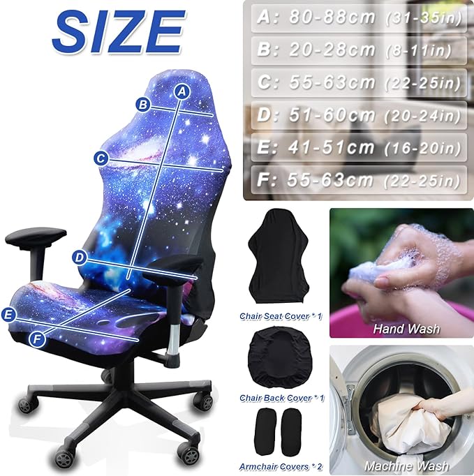 Gaming Chair Covers Slipcovers, 3D Printing Stretchable Elastic Computer Reclining Gaming Chair Seat Cover with Armrest Cover (No Chairs)(L)